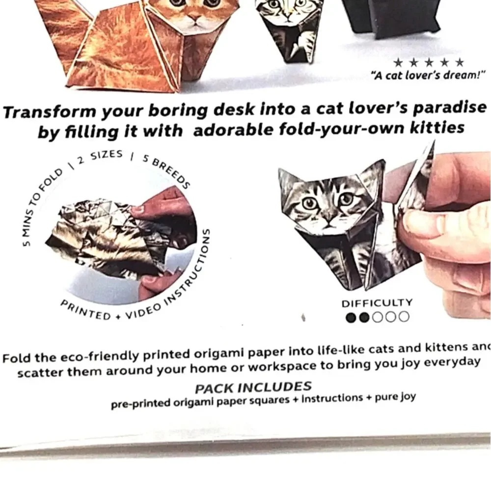 DIY Paper Cats Origami Kit 50 Sheets Cute 3D Cat Models Craft Activity